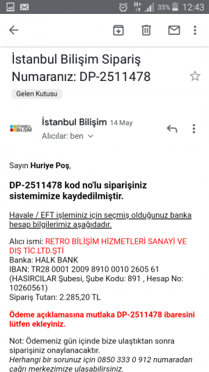 İstanbul Bilişim Telefonum Hala Gönderilmedi