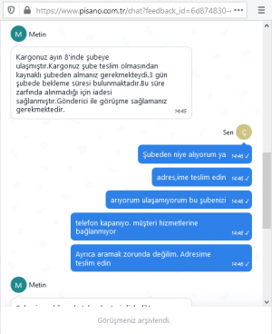 Aras Kargo Erzurum / Palandöken Şubesinde Teslimat Yapmıyor.