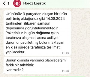 Horoz Lojistik Ürünümü Kaybetmiş Günlerce Beni Oyaladı