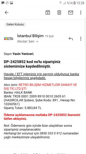 İstanbul Bilişim Aldığım Ürün Gönderilmedi