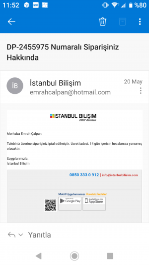 İstanbul Bilişim Para İadesi