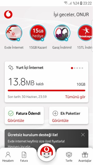 Vodafone İnternet Paketi Bitmeden 15 Liraya Zorla Ek Paket Veriyorlar