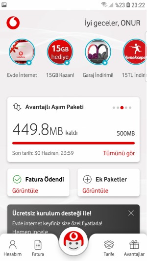 Vodafone İnternet Paketi Bitmeden 15 Liraya Zorla Ek Paket Veriyorlar