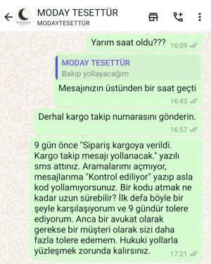 Moday Tesettür Ürün Göndermedi Para İadesi Vermiyorlar